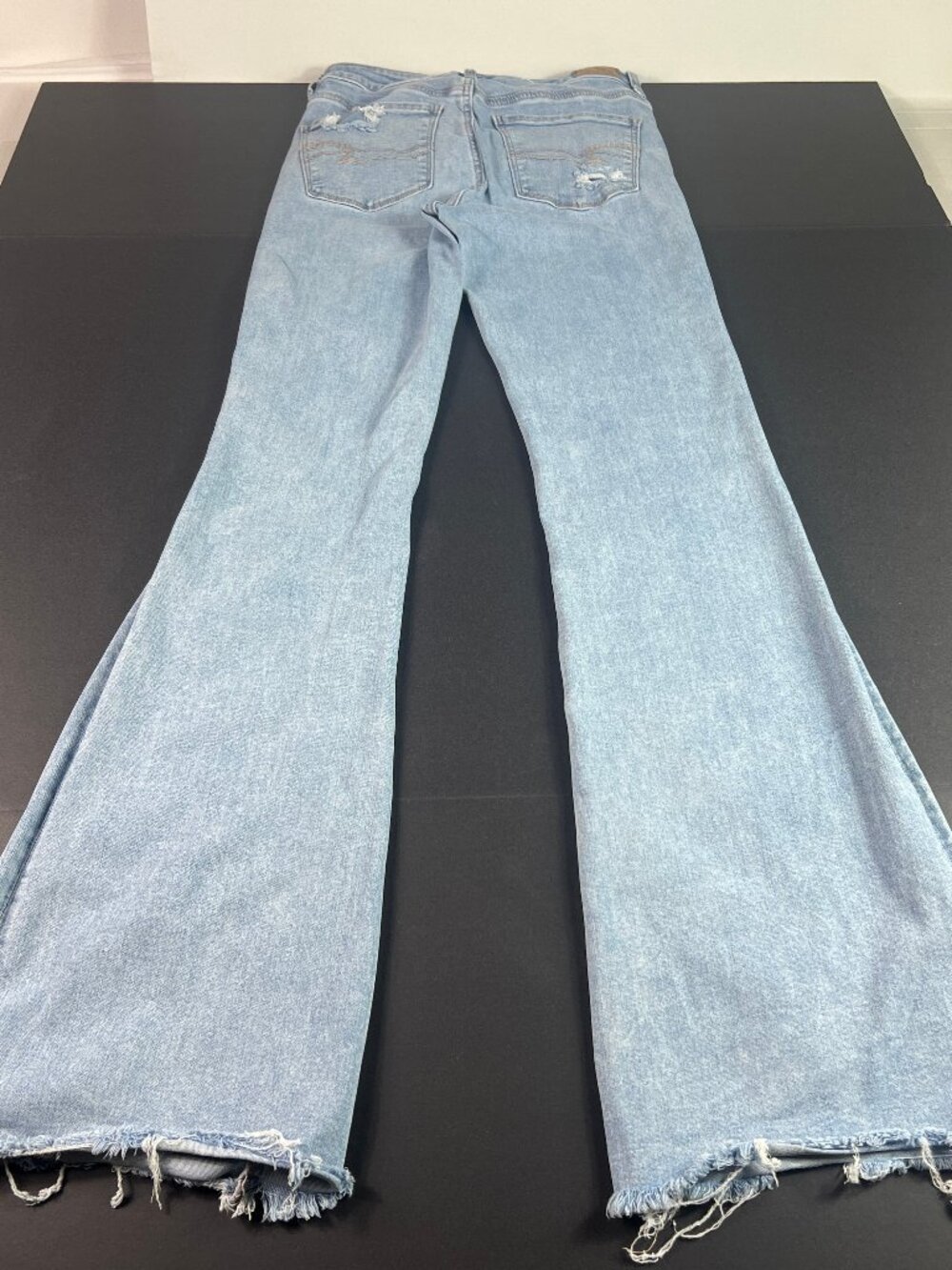 American Eagle Jeans Women 28x34* Super High Rise Flare Light Blue Denim Tag 8XL - Picture 10 of 16